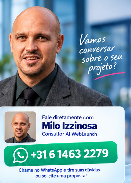 AI WebLaunch: imagem original da brochura brasileira com atendimento pessoal e contato WhatsApp